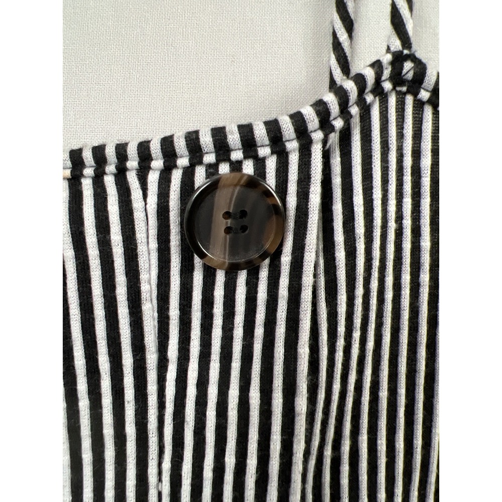 Caution to the Wind Dress Womens Large Black White Striped Ribbed Faux Button L - Picture 4 of 9